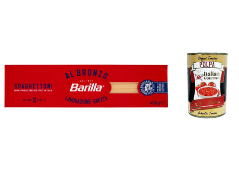 Italian Gourmet E.R. Nudeln & Pasta 10x Spaghettoni al Bronzo Bronze Gezogene Pasta 400g Rohe Verarbeitungsmethode + Italian Gourmet polpa 400g 8076809580885