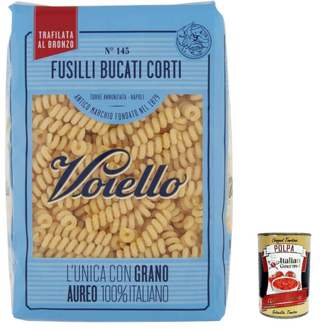 Voiello Pasta Fusilli bucati corti Nudeln 100 % italienische N145, 500g 10x Original italienisch inkl. Italian Gourmet Polpa 400g