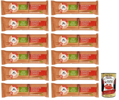Italian Gourmet E.R. Nudeln & Pasta 12x Alce Nero Pasta Spaghettoni,Bio-Hartweizen Nudeln,Mit Bio-Cappelli-Hartweizen,Angebaut in Italien,Packung mit 500g + Italian Gourmet Polpa di Pomodoro 400g Dose 8009004809659