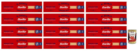 Italian Gourmet E.R. Nudeln & Pasta 12x Barilla Pasta Al Bronzo Spaghettoni 100% italienischer Weizen,Bronze Zeichnung,Italienische Nudeln,400g + Italian Gourmet Polpa di Pomodoro 400g Dose 8032804040014