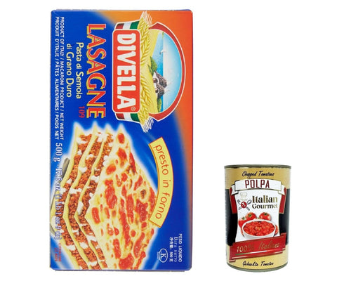 Italian Gourmet E.R. Nudeln & Pasta 12x Divella Pasta Lasagne, 100 % italienische Pasta nudeln n.109 500g + Italian Gourmet polpa 400g 8005121041095