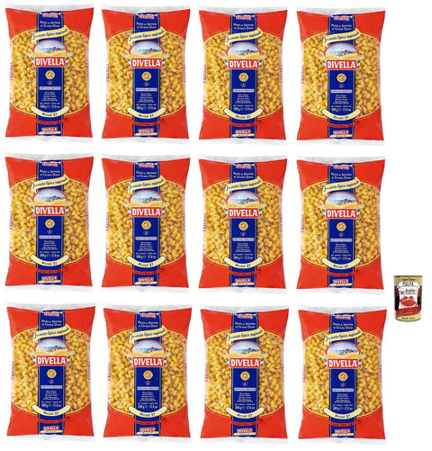 Italian Gourmet E.R. Nudeln & Pasta 12x Divella Riccioli N°37 Hartweizengrieß Pasta Italienische Nudeln 500g Packung + Italian Gourmet Polpa di Pomodoro 400g Dose 8005121000375