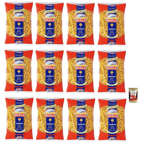 Divella Riccioli N°37 Hartweizengrieß Pasta Italienische Nudeln Packung 12x 500g inkl. Italian Gourmet Polpa di Pomodoro 400g Dose Original italienisch