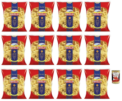 Italian Gourmet E.R. Nudeln & Pasta 12x Divella Tagliatelle N°91 Hartweizengrieß Pasta Italienische Nudeln 500g Packung + Italian Gourmet Polpa di Pomodoro 400g Dose 8032804040014