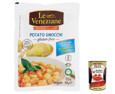 Italian Gourmet E.R. Nudeln & Pasta 12x Le veneziane Gnocchi di patate UHT senza glutine, gluten free Kartoffel gnocchi, glutenfrei 500g + Italian Gourmet polpa 400g 8009915008707