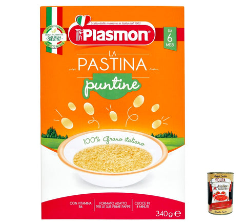 Italian Gourmet E.R. Nudeln & Pasta 12x Plasmon Punt ine Pastina Infanzia Svezzamento Dai 6 Mesi 340 Grammi + Italian Gourmet polpa 400g 8001040012345