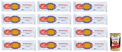 Italian Gourmet E.R. Nudeln & Pasta 12x Russo Linguine N°80 Hartweizengrieß Pasta,100% Italienischer Weizen,500g-Packung + Italian Gourmet Polpa di Pomodoro 400g Dose 8000139923326
