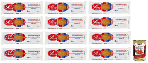 Italian Gourmet E.R. Nudeln & Pasta 12x Russo Spaghetti N°72 Hartweizengrieß Pasta,100% Italienischer Weizen,500g-Packung + Italian Gourmet Polpa di Pomodoro 400g Dose 8000139923241
