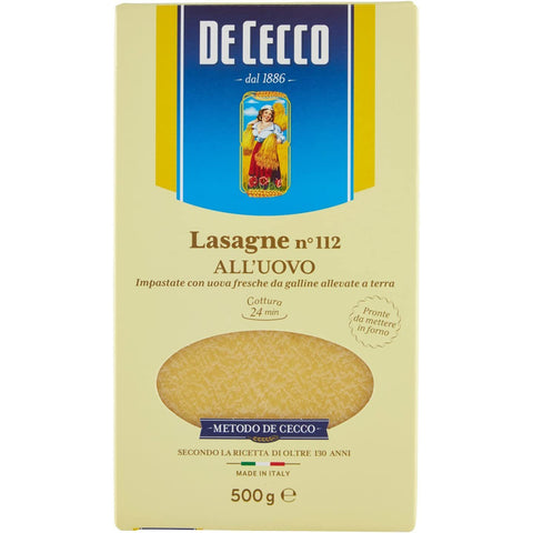 DE CECCO Lasagna All'uovo Pasta mit ei Nr. 112 500g 20x Original italienisch inkl. Italian Gourmet Polpa 500g