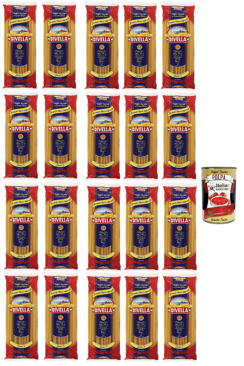 Italian Gourmet E.R. Nudeln & Pasta 20x Divella Zitoni N. 1 Hartweizengrieß Pasta Italienische Nudeln 500g Packung + Italian Gourmet Polpa di Pomodoro 400g Dose 8005121002010