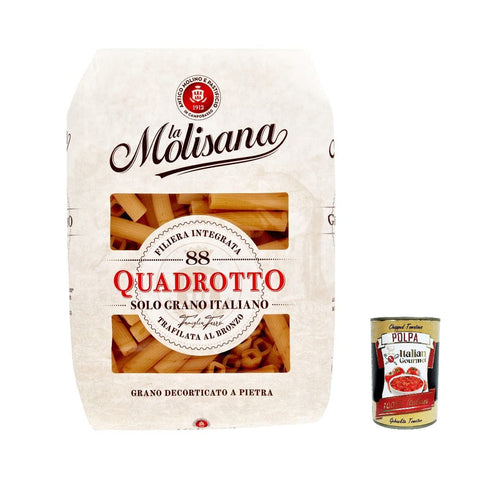 La Molisana Quadrotto N. 88 Pasta Lenta Lavorazione Teigwaren aus Hartweizengrieß Bronze - Zeichnung 20x 500g inkl. Italian Gourmet Polpa 400g Original italienisch