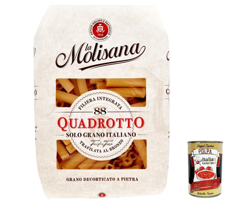 Italian Gourmet E.R. Nudeln & Pasta 20x La Molisana Quadrotto N. 88 Pasta Lenta Lavorazione Teigwaren aus Hartweizengrieß Bronze-Zeichnung 500g + Italian Gourmet Polpa 400g 8004690100080