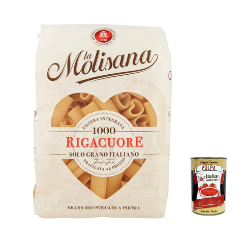 La Molisana Rigacuore N. 1000 Pasta Lenta Lavorazione Teigwaren aus Hartweizengrieß Bronze - Zeichnung 20x 500g inkl. Italian Gourmet Polpa 400g Original italienisch