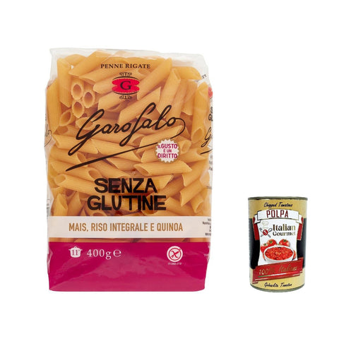 Garofalo Penne rigate Senza Glutine Glutin free, glutenfrei Pasta Noodles 20x 400 g inkl. Italian Gourmet Polpa 400 g Original italienisch