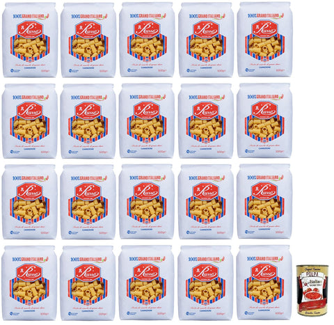 Italian Gourmet E.R. Nudeln & Pasta 20x Russo Canneroni N°107 Hartweizengrieß Pasta,100% Italienischer Weizen,500g-Packung + Italian Gourmet Polpa di Pomodoro 400g Dose 8000139922527