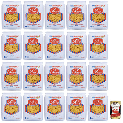Russo Ditali N°11 Hartweizengrieß Pasta,100% Italienischer Weizen,500g-Packung 20x Original italienisch inkl. Italian Gourmet Polpa di Pomodoro 400g Dose