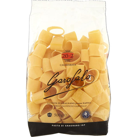 Garofalo Calamarata N° 20-2 Neapolitanische Hartweizengrieß Packung mit 500g Pasta IGP 24x Original italienisch inkl. Italian Gourmet Polpa 400g