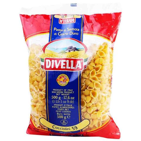 Divella Cocciolini N. 59 Hartweizengrieß Pasta Italienische Nudeln 500g Packung 24x Original italienisch inkl. Italian Gourmet Polpa di Pomodoro 400g Dose