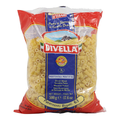 Divella Paternosti Rigati N. 63 Hartweizengrieß Pasta Italienische Nudeln Packung 24x 500g inkl. Italian Gourmet Polpa di Pomodoro 400g Dose Original italienisch