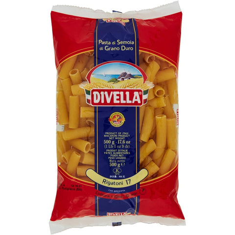 Divella Rigatoni N. 17 Hartweizengrieß Pasta Italienische Nudeln Packung 24x500g Original italienisch