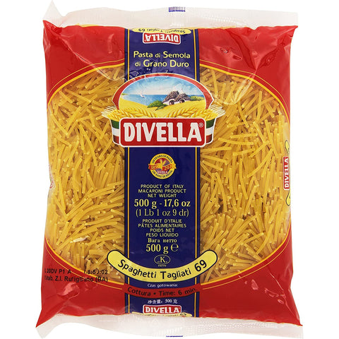 Divella Spaghetti Tagliati N. 69 Hartweizengrieß Pasta Italienische Nudeln Packung 24x 500g inkl. Italian Gourmet Polpa di Pomodoro 400g Dose Original italienisch