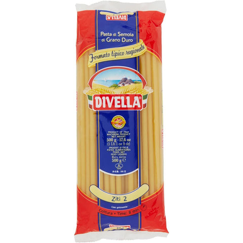 Divella Ziti N. 2 Hartweizengrieß Pasta Italienische Nudeln Packung 24x500g Original italienisch
