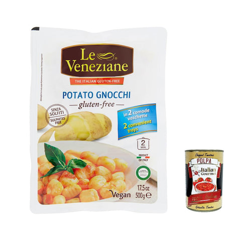 Le Veneziane Gnocchi di patate UHT senza glutine, gluten free Kartoffel gnocchi, glutenfrei 3x 500g inkl. Italian Gourmet polpa 400g Original italienisch