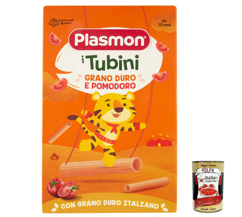 Plasmon Pasta i Tubini Grano Duro e Pomodoro 250 g 3x Original italienisch inkl. Italian Gourmet Polpa 400g