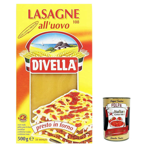 Divella Pasta Lasagne all'uovo, 100% italienische Pasta, Eiernudeln, Pasta mit Ei n.108 4x500g Original italienisch