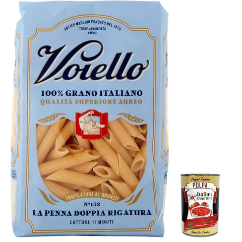Voiello Pasta Penne rigate Nudeln 100 % italienische N 152 500g 5x Original italienisch inkl. Italian Gourmet Polpa 400g