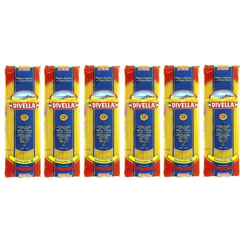 Divella Vermicellini n°10 Hartweizengrieß Pasta Italienische Nudeln 500g Packung 6x Original italienisch inkl. Italian Gourmet Polpa di Pomodoro 400g Dose