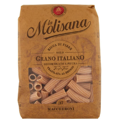Italian Gourmet E.R. Nudeln & Pasta 6x La Molisana Pasta Integrale Maccheroni n°37 Vollkornnudeln Vollkornpasta,100% italienischer Weizen,Bronzepaste 500g Packung + Italian Gourmet Polpa di Pomodoro 400g Dose 8004690613726