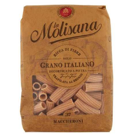 La Molisana Pasta Integrale Maccheroni n°37 Vollkornnudeln Vollkornpasta, 100% Weizen, Bronzepaste Packung 6x 500g inkl. Italian Gourmet Polpa di Pomodoro 400g Dose Original italienisch