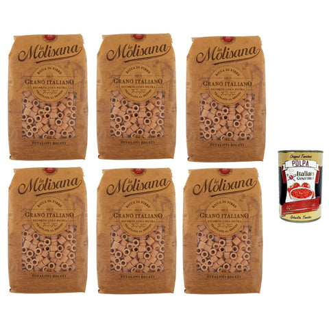 PASTA La Molisana Ditaloni Rigat n.42 Integrale Vollkornnudeln Kurze Nudeln, NUR italienischer Weizen 6x500g Original italienisch Pasta