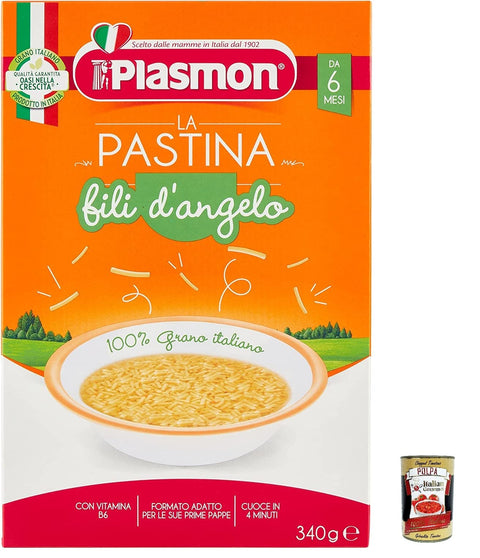 Italian Gourmet E.R. Nudeln & Pasta 6x Plasmon Fili d'Angelo Pastina Infanzia Svezzamento Dai 6 Mesi 340 Grammi + Italian Gourmet polpa 400g 8001040012369