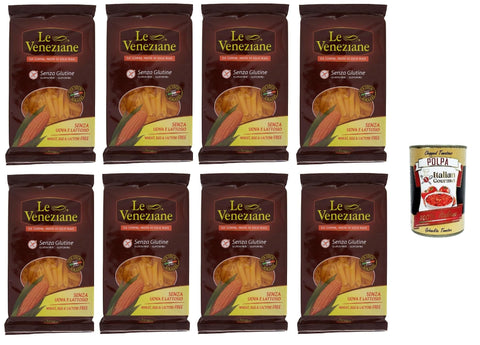 Italian Gourmet E.R. Nudeln & Pasta 8x Le Veneziane Pasta di Mais Penne rigate senza glutine,100% italienische Maisnudeln, glutenfrei. gluten free 250g + Italian Gourmet polpa 400g 8009915001227