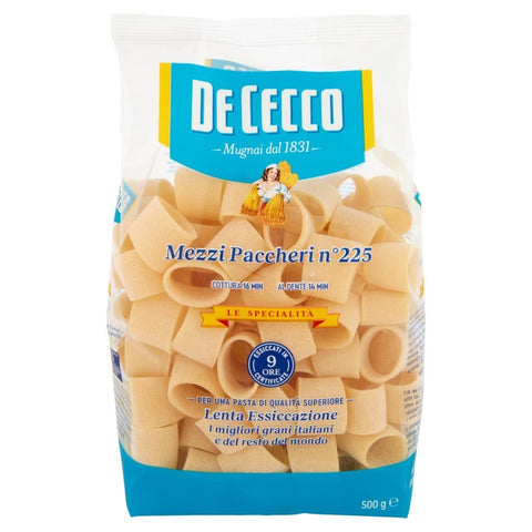 Italian Gourmet E.R. Nudeln & Pasta 8x Pasta De Cecco Le specialita' 100% Italienisch Paccheri rigati n. 225 Nudeln 500g + Italian Gourmet Polpa 400g 8001250122254