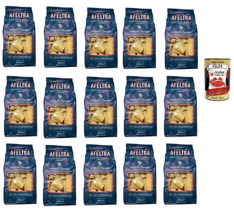 Italian Gourmet E.R. Nudeln & Pasta Afeltra Paccheri 100% Grano Italiano 500g,Gragnano IGP - Nudeln aus Hartweizengrieß von höchster Qualität 15x 500g + Italian Gourmet Polpa di Pomodoro 400g Dose 8032804040014