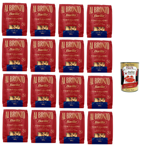 Al Bronzo Pasta Tortiglioni Bronze Gezogene Pasta Rohe Verarbeitungsmethode 16x 500gr inkl. Italian Gourmet polpa 400g Original italienisch