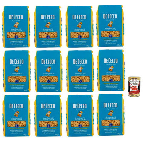 De Cecco Gramigna N°31 100% Italienisch Pasta Nudeln 12x 500gr Original italienisch inkl. Italian Gourmet Polpa 400g