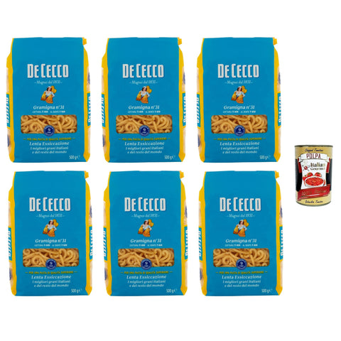 DE CECCO Gramigna N°31 100% Italienisch Pasta Nudeln 6x 500gr Original italienisch inkl. Italian Gourmet Polpa 400g