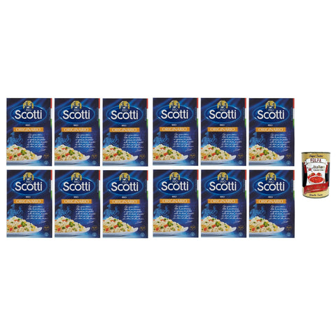 Riso Scotti Riso Originario, Italienischer Reis, Kleine und Runde Reiskörner, Vakuumverpackung 12x 500g inkl. Italian Gourmet polpa 400g Original italienisch