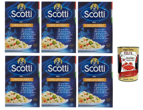 Italian Gourmet E.R. Nudeln & Pasta Riso Scotti Riso Originario, Italienischer Reis, Kleine und Runde Reiskörner, 6x 500g Vakuumverpackung + Italian Gourmet polpa 400g 8032804040014