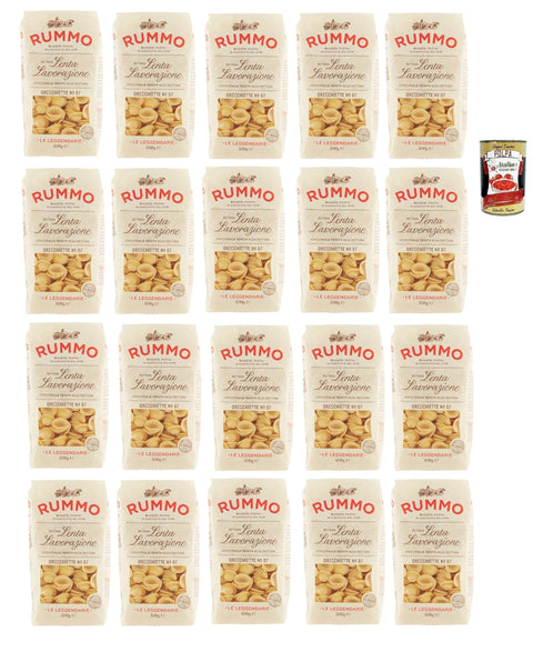 Italian Gourmet E.R. Nudeln & Pasta Rummo Le Leggendarie Orecchiette N° 87, Pasta Lenta Lavorazione Teigwaren aus Hartweizengrieß Bronze-Zeichnung 20x 500g + Italian Gourmet polpa 400g 8032804040014