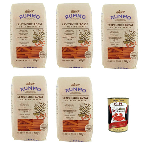 Rummo Lenticchie Rosse e Riso Integrale Pennette rigate N° 70, Rote Linsen und reis pasta 1 Stk Original italienisch