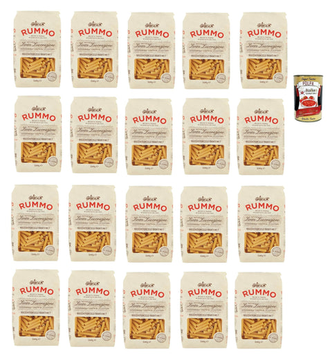 Italian Gourmet E.R. Nudeln & Pasta Rummo Maccheroncelli N° 7 Pasta Lenta Lavorazione Teigwaren aus Hartweizengrieß Bronze-Zeichnung 20x 500g + Italian Gourmet polpa 400g 8032804040014