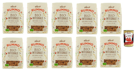 Italian Gourmet E.R. Nudeln & Pasta Rummo Pasta Integrale Fusilli N° 48, Vollkornnudeln Nudeln Vollkorn Italienische Pasta 10x 500g + Italian Gourmet polpa 400g 8032804040014