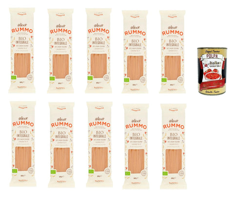 Italian Gourmet E.R. Nudeln & Pasta Rummo Pasta Integrale Linguine N° 13, Vollkornnudeln Nudeln Vollkorn Italienische Pasta 10x 500g + Italian Gourmet polpa 400g 8032804040014