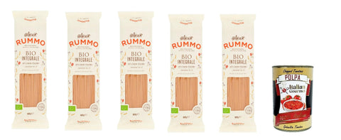 Italian Gourmet E.R. Nudeln & Pasta Rummo Pasta Integrale Linguine N° 13, Vollkornnudeln Nudeln Vollkorn Italienische Pasta 5x 500g + Italian Gourmet polpa 400g 8032804040014