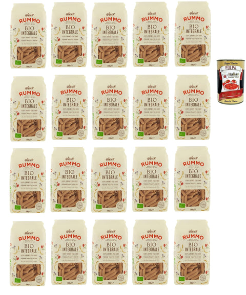 Italian Gourmet E.R. Nudeln & Pasta Rummo Pasta Integrale Penne rigate N° 66, Vollkornnudeln Nudeln Vollkorn Italienische Pasta 20x 500g + Italian Gourmet polpa 400g 8032804040014